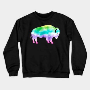 Misty Rainbow Tie Dyed Buffalo Bison Crewneck Sweatshirt